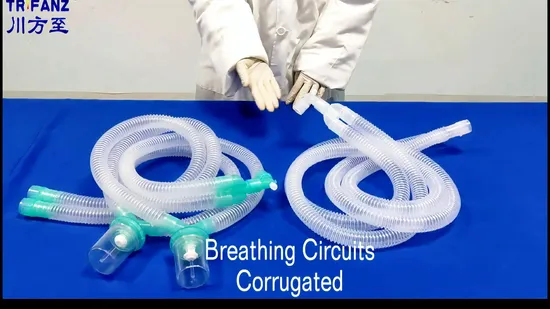 Tube ondulé de circuit respiratoire d'anesthésie jetable médical
